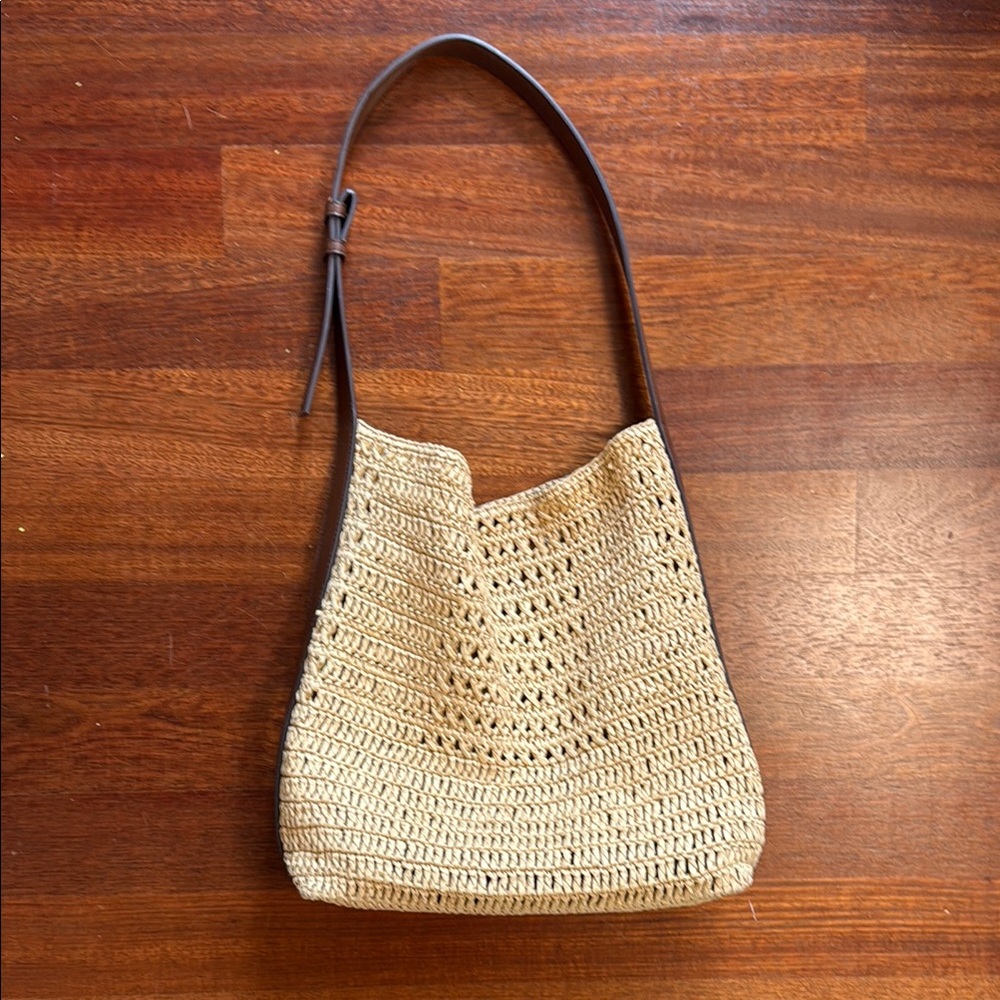 Zara Tan Shoulder Bag with Woven Texture